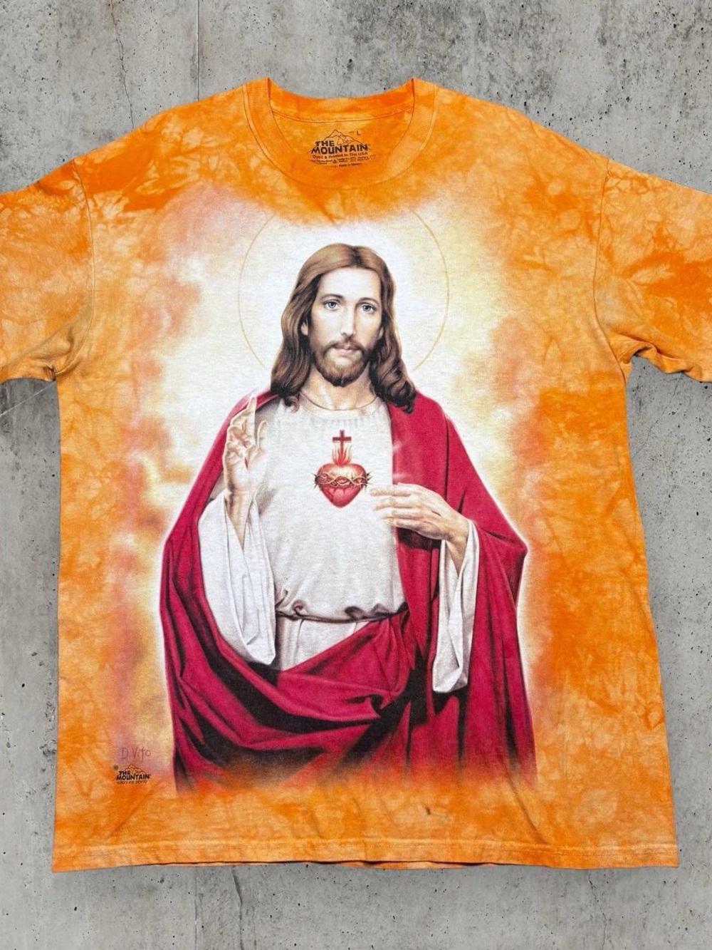 2013 The Mountain Jesus Sacred Heart Tie Dye T-Shirt Large Joe DeVito Y2K Christ